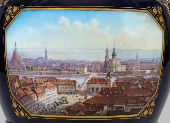 Große Meissen Schlangenhenkelvase mit Dresden-Vedute - Foto 2