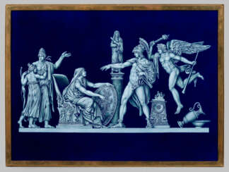 Prächtiges Porzellangemälde von Meissen mit Abschiedsszene