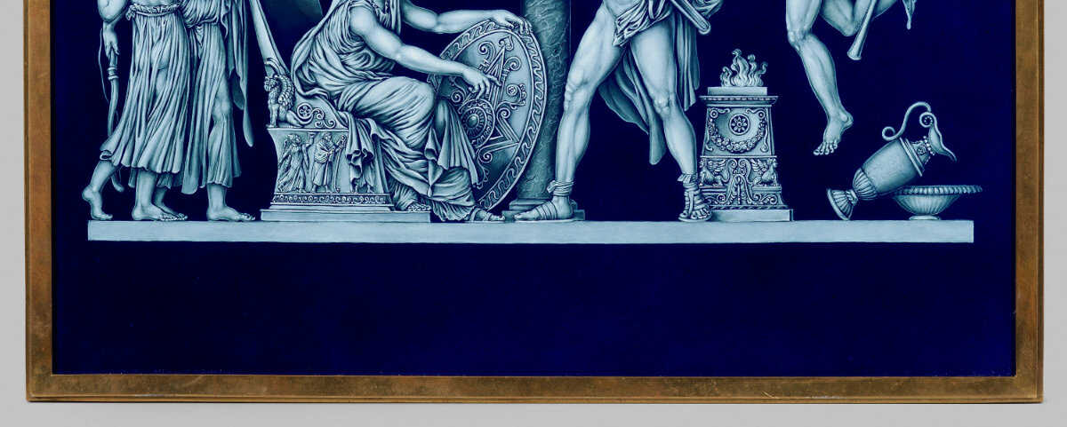 Prächtiges Porzellangemälde von Meissen mit Abschiedsszene