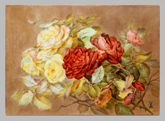 Feines Unikat-Wandbild von Meissen mit Rosendekor - photo 1 Feines Unikat-Wandbild von Meissen mit Rosendekor - photo 1