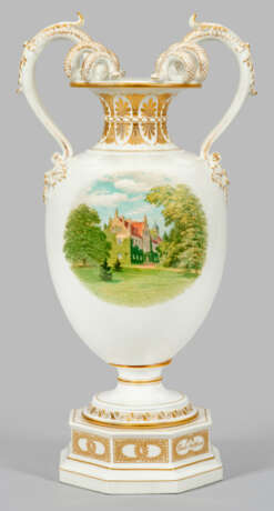 Seltene KPM Berlin Schlangenhenkelvase mit Besitzungen - photo 1