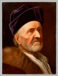 Porzellangemälde "Bildnis eines alten Mannes im Pelz"