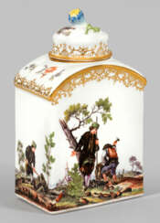 Meissen Teedose mit Bergmannsdekor