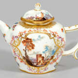 Feine Meissen Teekanne mit Kauffahrteiszenen - photo 1