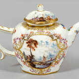 Feine Meissen Teekanne mit Kauffahrteiszenen - photo 2