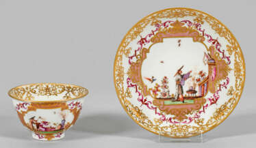 Frühes Böttgerporzellan-Koppchen mit Chinoiserien