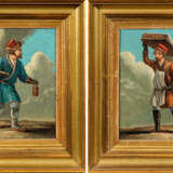 Paar Lackgemälde "Der Fischhändler" und "Der Gemüsehändler" - photo 1