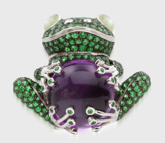 Dekorative Frosch-Brosche mit Amethyst - Foto 1