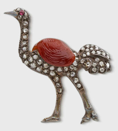 Belle Epoque Straußen-Brosche - Foto 1