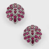 Paar glamouröse Burma-Rubin-Brillant-Ohrclips - photo 1