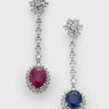 Paar elegante Saphir-Rubin-Ohrgehänge - фото 1