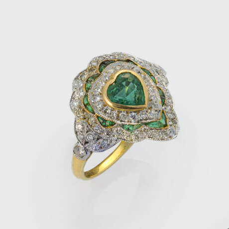 Smaragd-Brillant-Ring - Foto 1