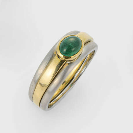 Klassischer Smaragd-Bandring à Deux Couleurs - Foto 1