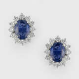 Paar klassische Saphir-Brillant-Ohrringe - Foto 1