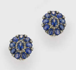 Paar klassische Saphir-Ohrclips