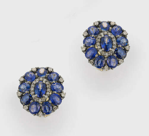 Paar klassische Saphir-Ohrclips - Foto 1