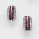Paar Diamant-Rubin-Ohrclips - Foto 1