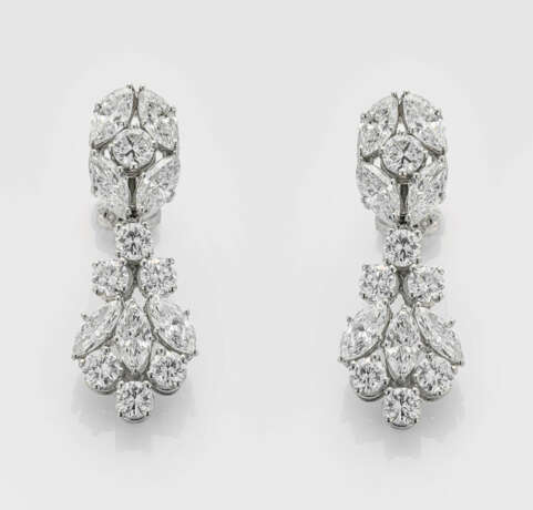 Paar glamouröse hochfeine Diamant-Ohrclips - photo 1 Paar glamouröse hochfeine Diamant-Ohrclips - photo 1