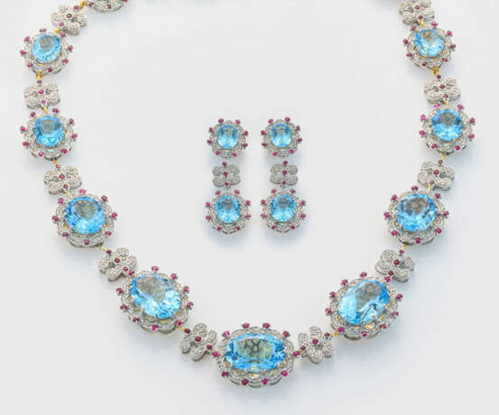 Prachtvolles Demi-Parure mit Topasen und Rubinen - photo 1