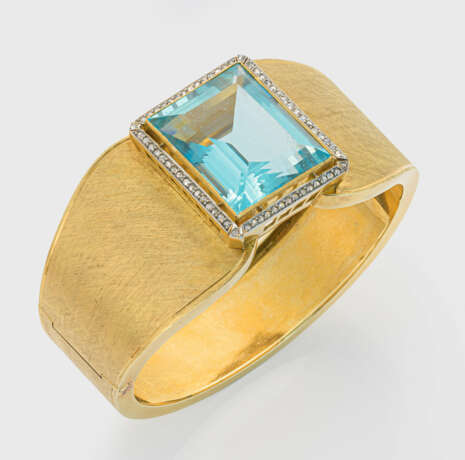 Mondäner Cocktail-Armreif mit Aquamarin der 1950er Jahre - Foto 1