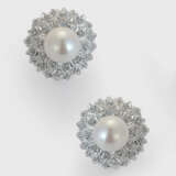 Paar charmante Diamant-Perlohrringe - photo 1