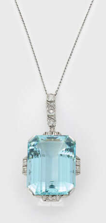 Großer Jugendstil Aquamarin-Diamant-Anhänger - photo 1