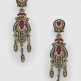 Paar Belle Epoque Rubin-Ohrgehänge - photo 1