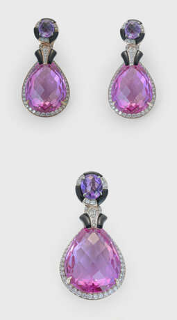 Dekoratives Demi-Parure mit synthetischen Saphiren - Foto 1