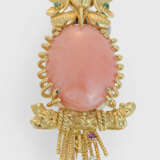 Korallen-Eule-Brosche - фото 1