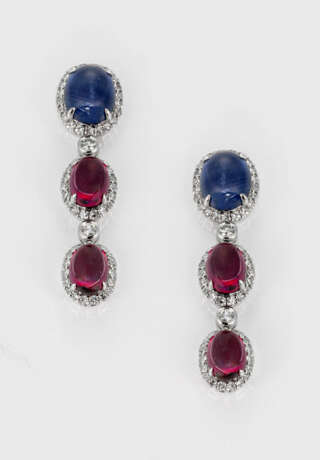 Paar Rhodolith-Saphir-Ohrgehänge - фото 1