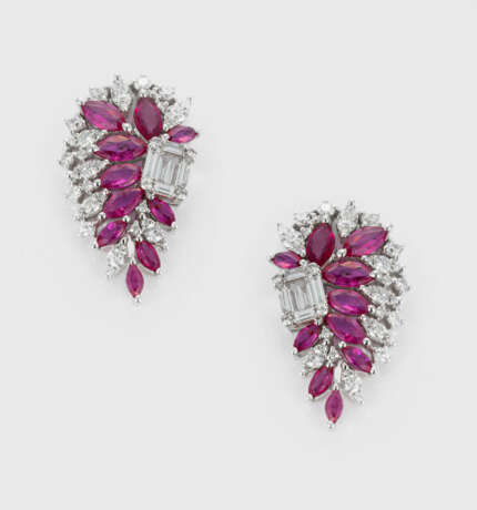 Paar hochfeine Cocktail-Rubin-Diamant-Ohrringe - фото 1