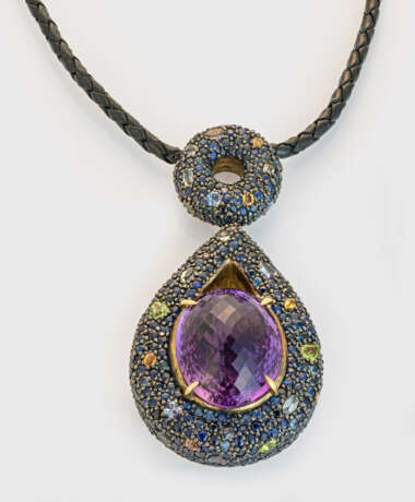 Extravaganter Amethyst-Anhänger mit Turmalinen - Foto 1