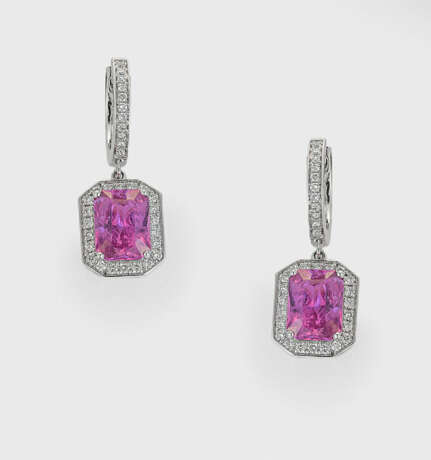 Paar Natural Pink Saphir-Ohrgehänge - photo 1