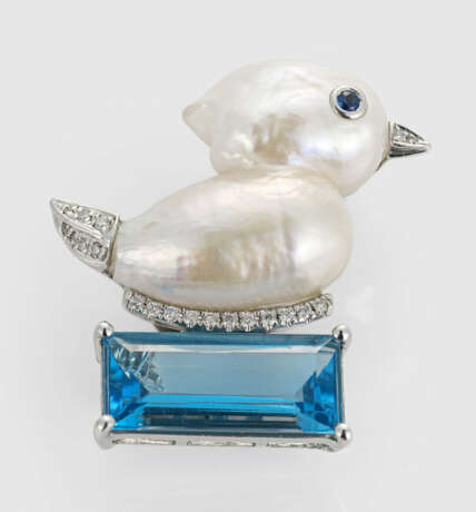 "Enten"-Perlbrosche mit Topas - photo 1 "Enten"-Perlbrosche mit Topas - photo 1