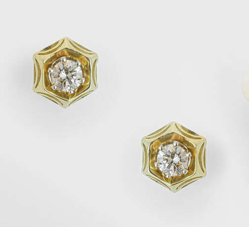 Paar Art Déco Diamant-Ohrringe - photo 1