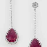 Paar extravagante Pendeloques mit Burma-Rubinen - photo 1
