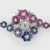 Klassisch feine Saphir-Rubin-Brosche - photo 1