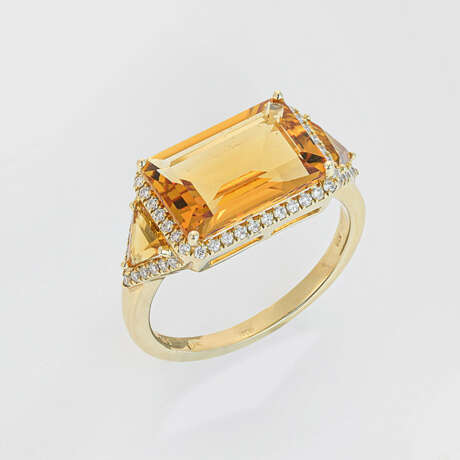 Eleganter Citrin-Diamantring - photo 1 Eleganter Citrin-Diamantring - photo 1