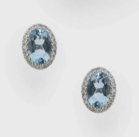 Paar Aquamarin-Brillant-Ohrringe - фото 1