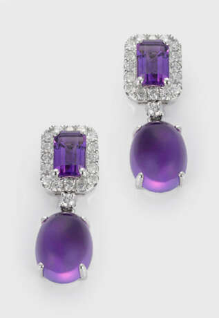 Paar charmante Amethyst-Brillant-Ohrringe - Foto 1