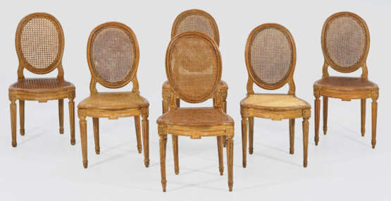 Satz von sechs Louis XVI-Stühlen von Michel Gourdin - photo 1 Satz von sechs Louis XVI-Stühlen von Michel Gourdin - photo 1