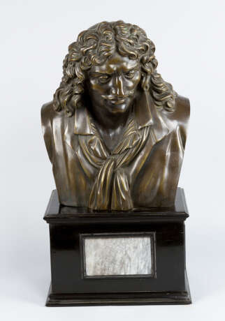 Bronze Bust, Moliere (1622-1673), wooden base with marble, 19. century - фото 1