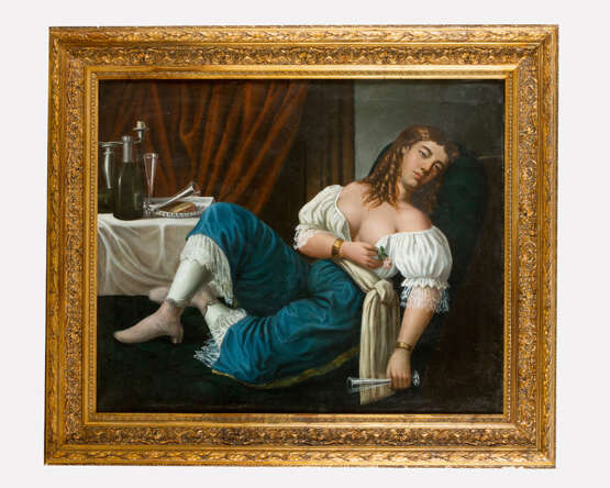 Artist around 1850, Drinking Lady, Oil canvas, framed - Foto 1