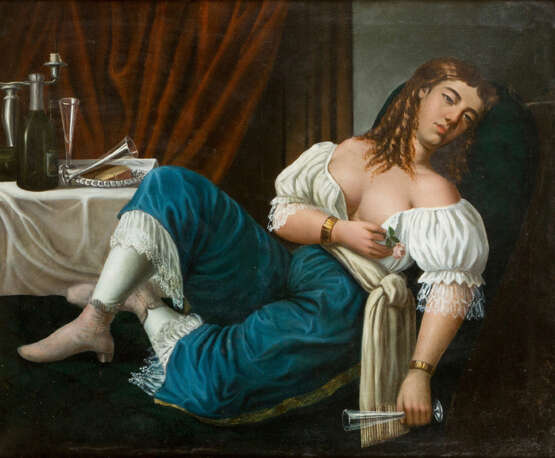 Artist around 1850, Drinking Lady, Oil canvas, framed - Foto 2