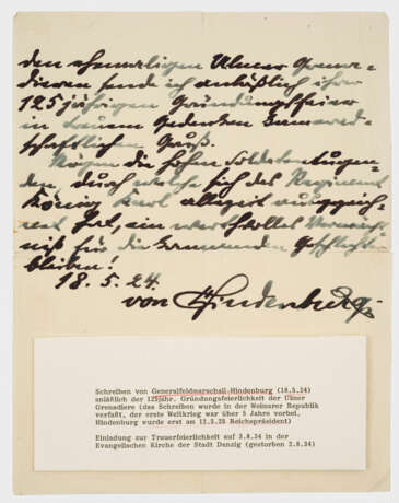 Schreiben von Paul von Hindenburg - photo 1