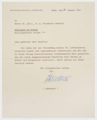 Neun Schreiben von Konrad Adenauer - фото 1