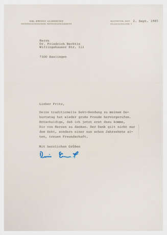 Vier Schreiben von Dr. Ernst Albrecht - фото 1 Vier Schreiben von Dr. Ernst Albrecht - фото 1