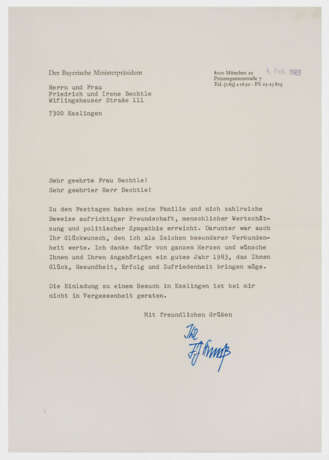 Konvolut Autografen von Franz Josef Strauß - фото 1