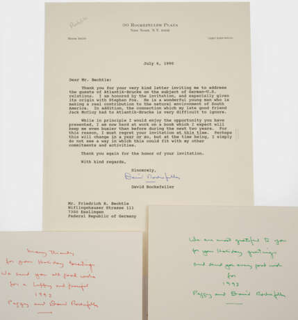 Drei Schreiben David Rockefeller - фото 1