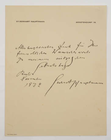 Drei Schreiben von Gerhart Hauptmann - фото 1 Drei Schreiben von Gerhart Hauptmann - фото 1